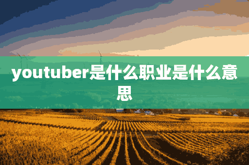 youtuber是什么职业是什么意思